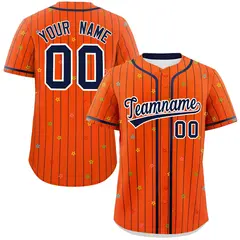 Orange Navy Stripe Star Pattern Authentic Baseball Jersey 1