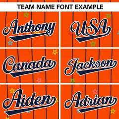 Orange Navy Stripe Star Pattern Authentic Baseball Jersey 3