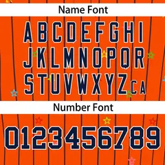 Orange Navy Stripe Star Pattern Authentic Baseball Jersey 4
