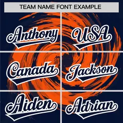 Orange Navy Swirl Graffiti Baseball Jersey 3