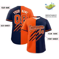 Orange Navy Tiger Claw Scratch Split Baseball Jersey 2