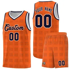 Orange Navy Trailblazer Dot Pattern Basketball Jersey 1
