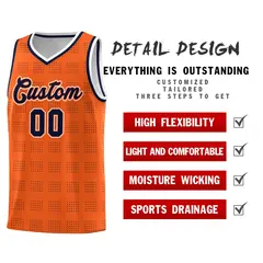 Orange Navy Trailblazer Dot Pattern Basketball Jersey 2