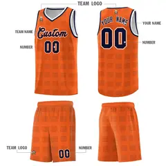 Orange Navy Trailblazer Dot Pattern Basketball Jersey 5