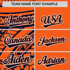 Orange Navy Tribal Split Baseball Jersey 3