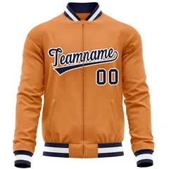 Orange Navy Varsity Full-Zip Letterman Baseball Jacket 5