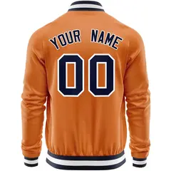 Orange Navy Varsity Full-Zip Letterman Baseball Jacket 6