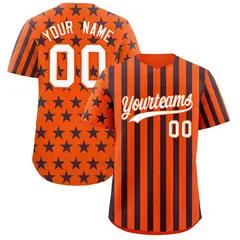 Orange Navy White American Flag Graffiti Baseball Jersey 1