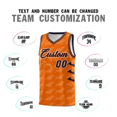 Orange Navy White Bat Pattern Halloween Basketball Jersey 4
