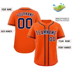 Orange Navy-White Bull Classic Authentic Baseball Jersey 2