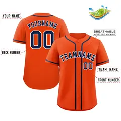 Orange Navy-White Bull Classic Authentic Baseball Jersey 2