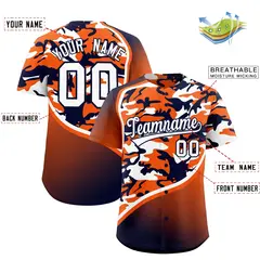 Orange Navy White Camo Gradient Fashion Baseball Jersey 2