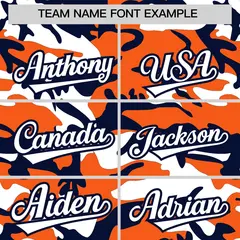 Orange Navy White Camo Gradient Fashion Baseball Jersey 3