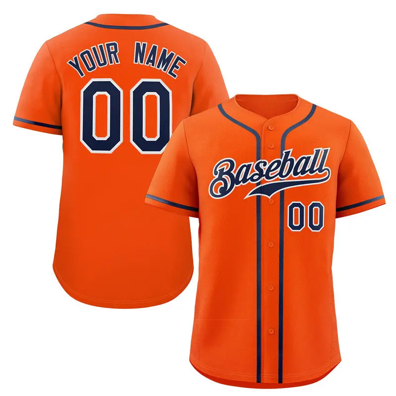 Orange Navy-White Classic Authentic Baseball Jersey