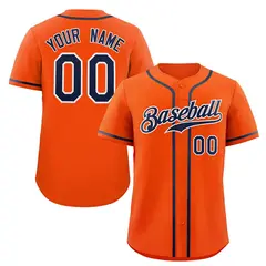Orange Navy-White Classic Authentic Baseball Jersey 1
