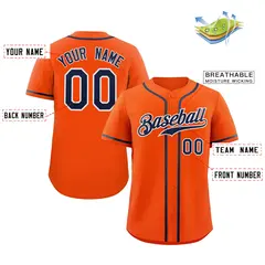Orange Navy-White Classic Authentic Baseball Jersey 2