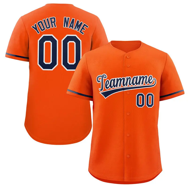 Orange Navy-White Classic Authentic Baseball Jersey