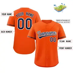 Orange Navy-White Classic Authentic Baseball Jersey 2