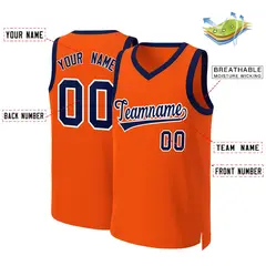 Orange Navy-White Classic Basketball Jersey 2