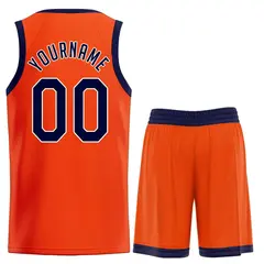 Orange Navy-White Classic Basketball Uniform Jersey 2
