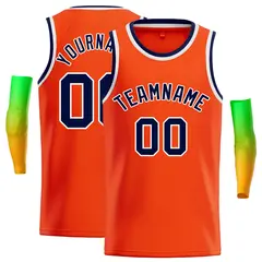 Orange Navy-White Classic Casual Basketball Jersey