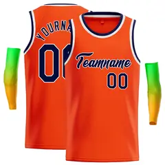 Orange Navy-White Classic Casual Basketball Jersey