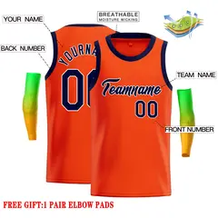 Orange Navy-White Classic Casual Basketball Jersey 2