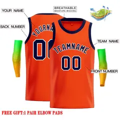 Orange Navy-White Classic Casual Basketball Jersey 2