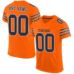Orange Navy-White Classic Mesh Authentic Football Jersey 1