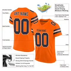 Orange Navy-White Classic Mesh Authentic Football Jersey 2