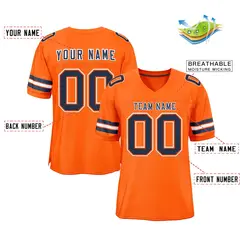 Orange Navy-White Classic Style Authentic Football Jersey 2