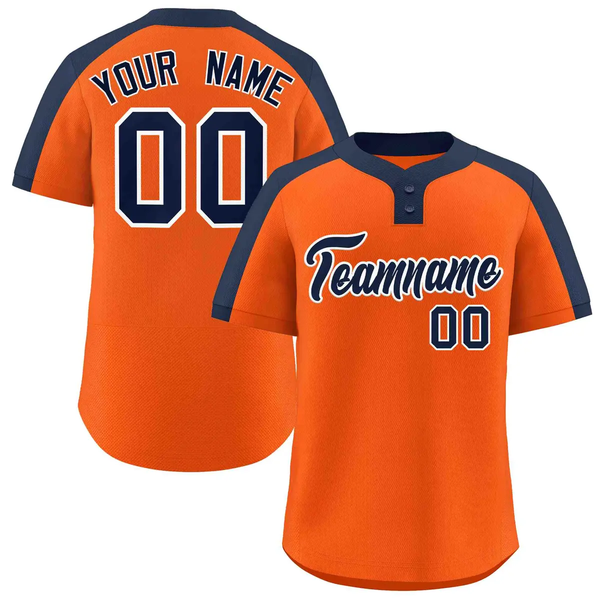 Orange Navy-White Classic Style Two-Button Softball Jersey