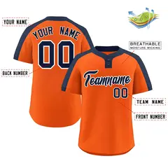 Orange Navy-White Classic Style Two-Button Softball Jersey 2