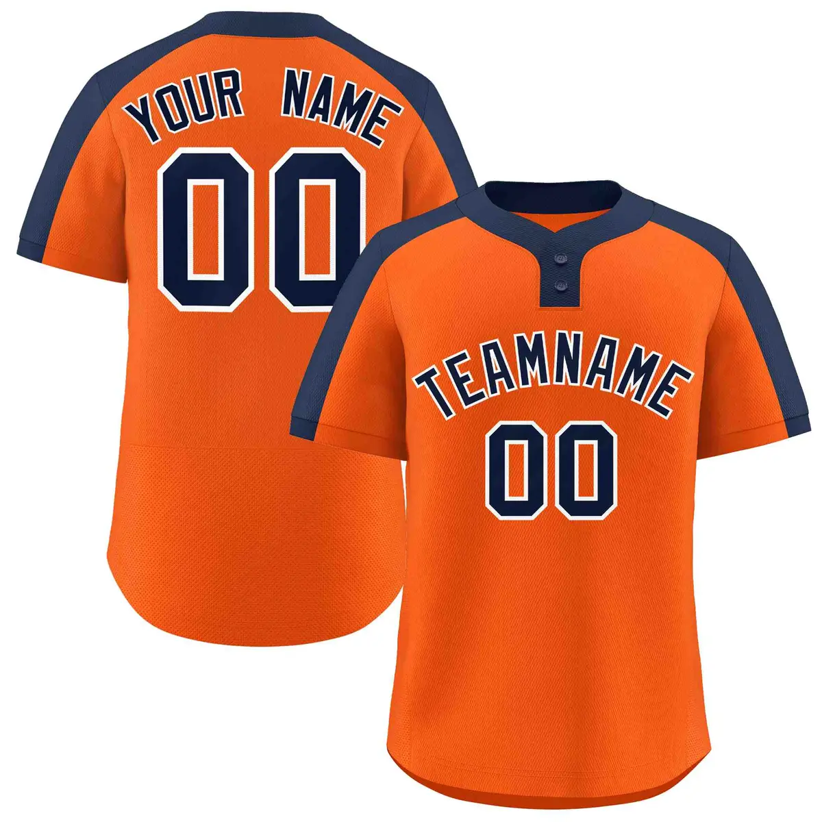 Orange Navy-White Classic Style Two-Button Softball Jersey