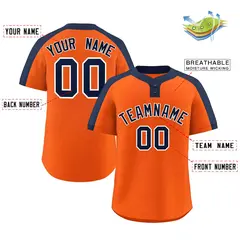 Orange Navy-White Classic Style Two-Button Softball Jersey 2