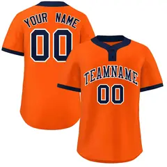 Orange Navy-White Classic Style Two-Button Softball Jersey