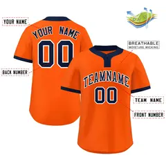 Orange Navy-White Classic Style Two-Button Softball Jersey 2