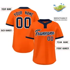 Orange Navy-White Classic Style Two-Button Softball Jersey 2