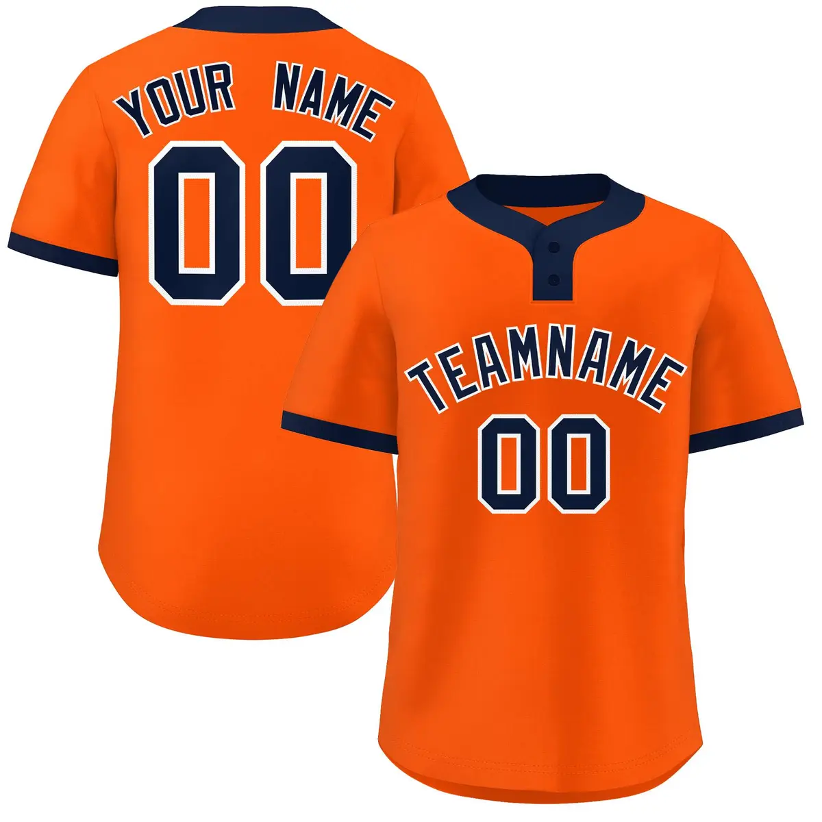 Orange Navy-White Classic Style Two-Button Softball Jersey