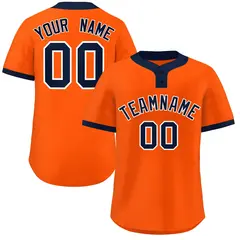 Orange Navy-White Classic Style Two-Button Softball Jersey 1
