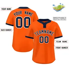 Orange Navy-White Classic Style Two-Button Softball Jersey 2