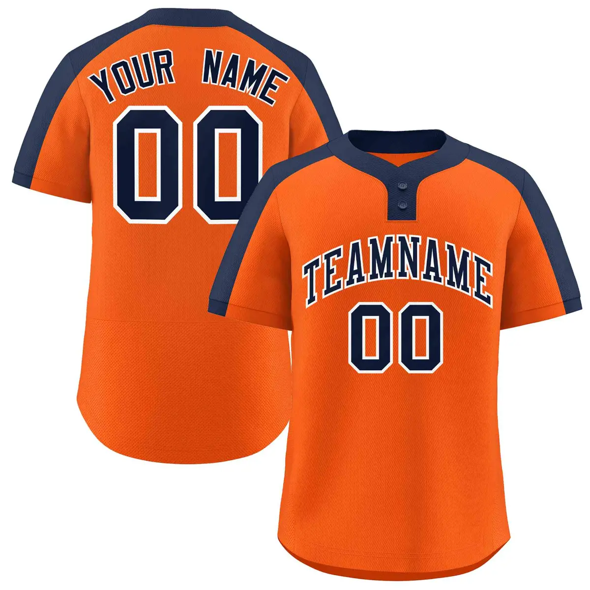 Orange Navy-White Classic Style Two-Button Softball Jersey