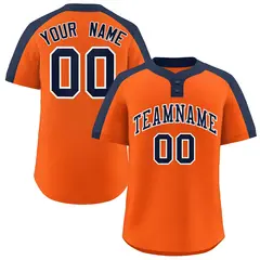 Orange Navy-White Classic Style Two-Button Softball Jersey 1