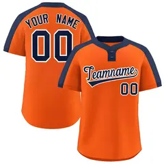 Orange Navy-White Classic Style Two-Button Softball Jersey 1