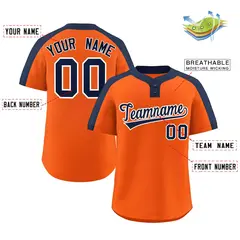 Orange Navy-White Classic Style Two-Button Softball Jersey 2