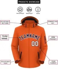 Orange Navy-White Classic Waterproof Jacket 2
