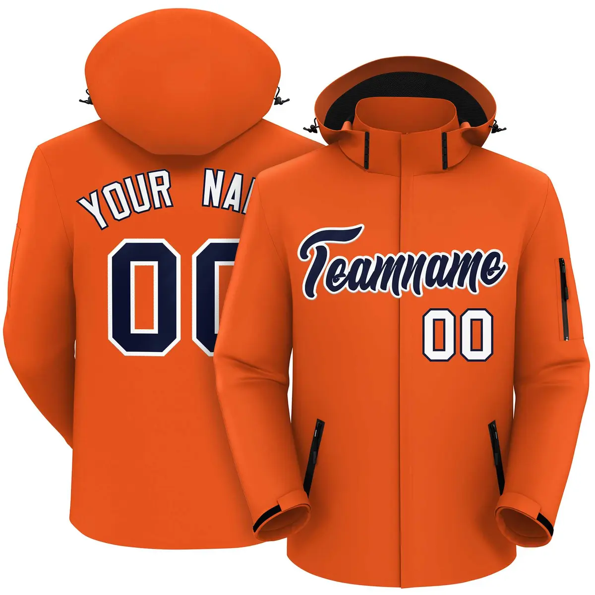 Orange Navy-White Classic Waterproof Jacket
