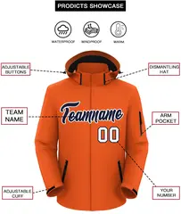Orange Navy-White Classic Waterproof Jacket 2
