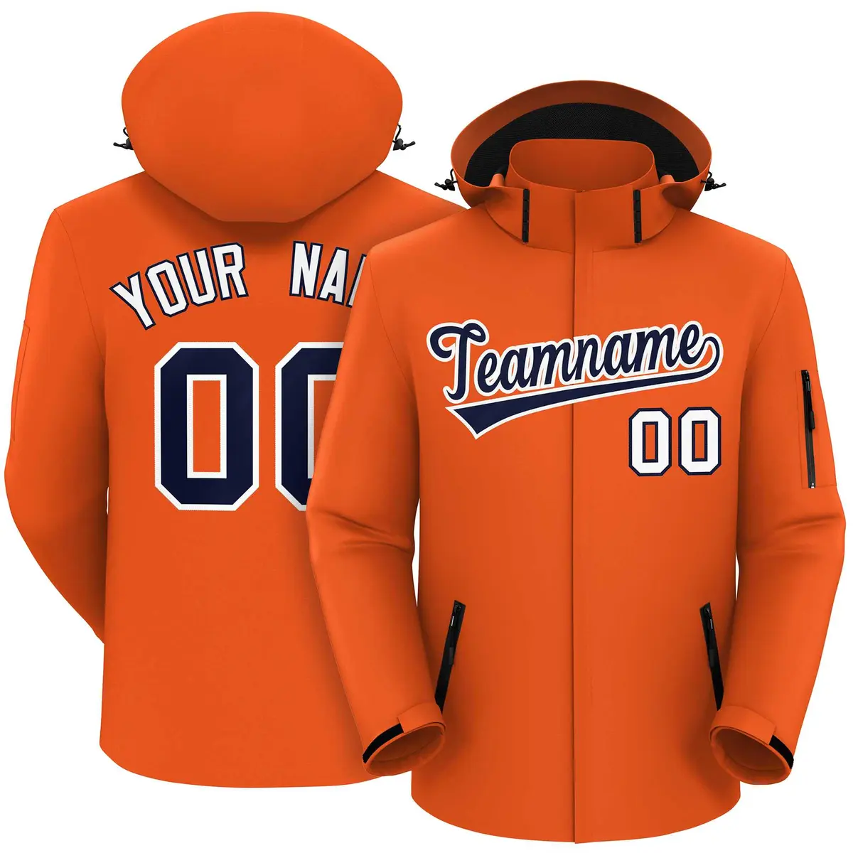 Orange Navy-White Classic Waterproof Jacket