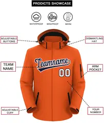 Orange Navy-White Classic Waterproof Jacket 2